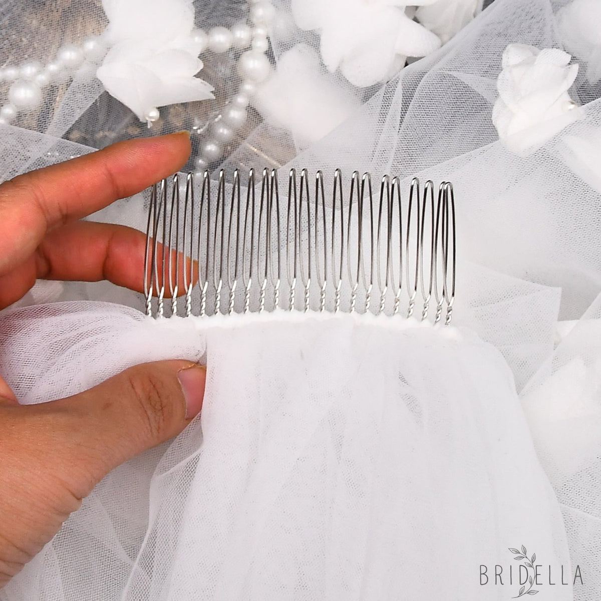 V20-IM1.2 ivory pearl mesh hair comb