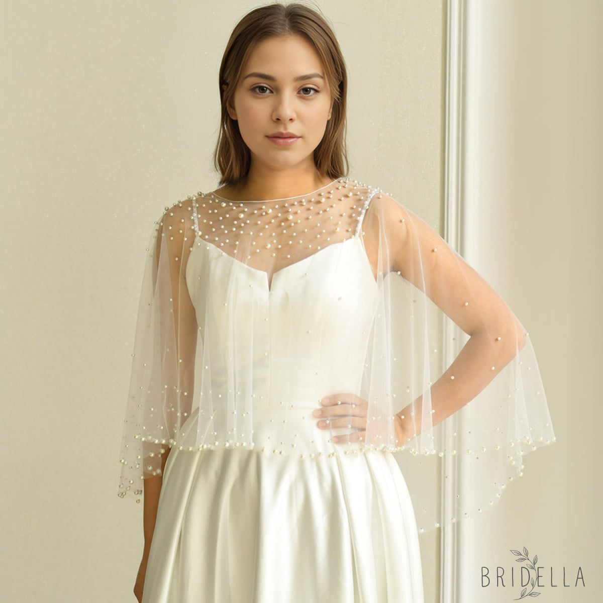 MG30-I ivory pearl mesh shawl