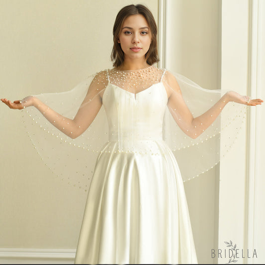 MG30-I ivory pearl mesh shawl