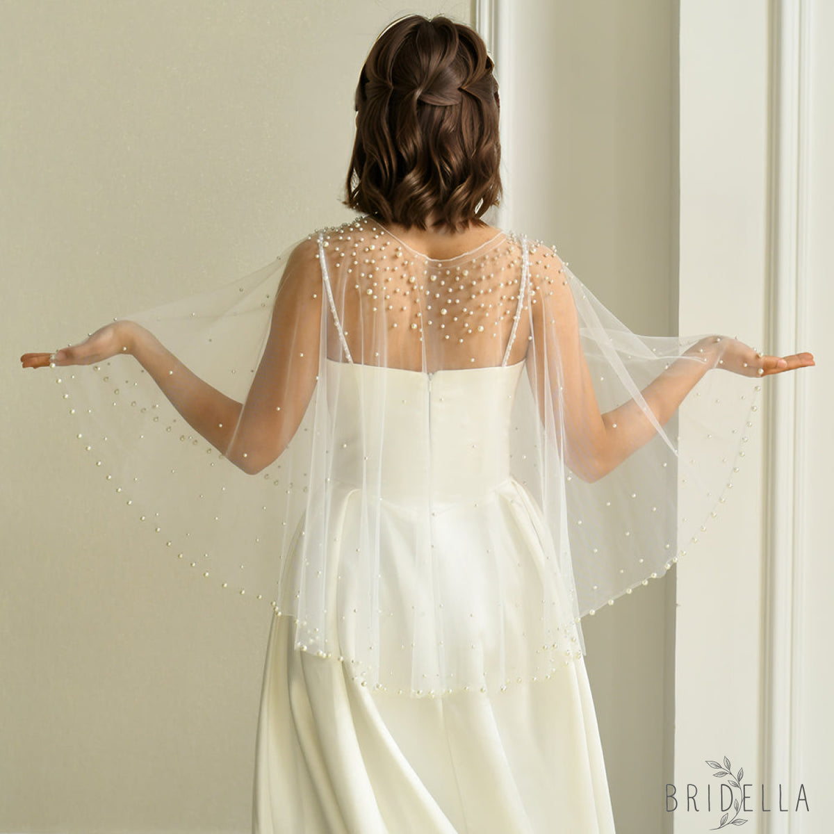 MG30-I ivory pearl mesh shawl