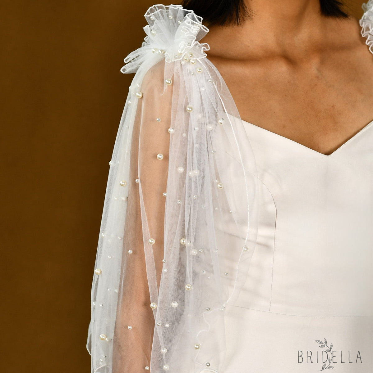 MG27-I ivory pearl mesh shoulder sleeve