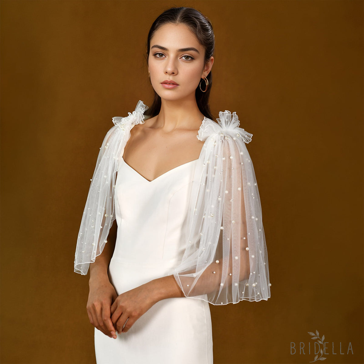 MG27-I ivory pearl mesh shoulder sleeve