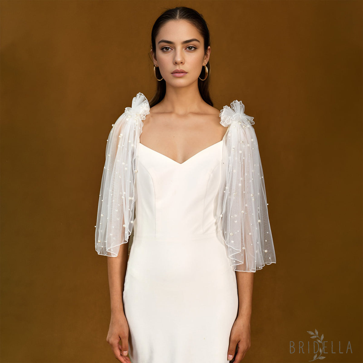 MG27-I ivory pearl mesh shoulder sleeve