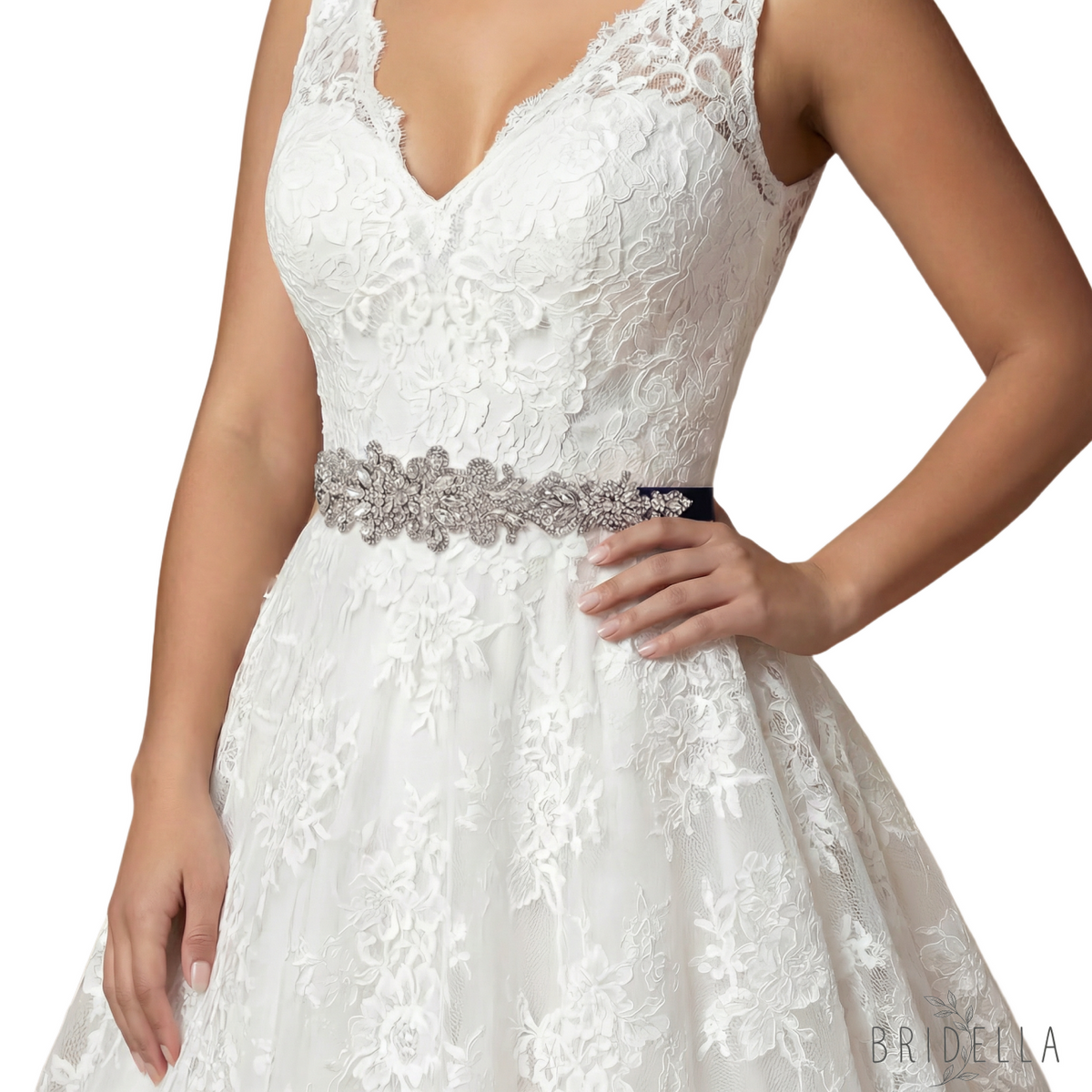 Ivory Rhinestone Belt - Ivory - Belts