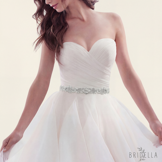 Ivory Rhinestone Bridal Sash Wedding Dress Belt – Bridella BS106 - Ivory - Belts