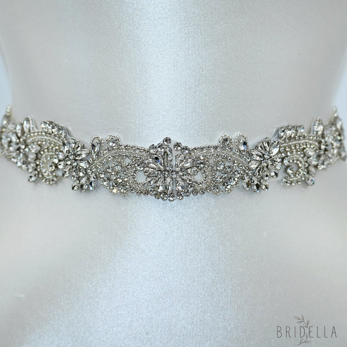Ivory Rhinestone Bridal Sash Wedding Dress Belt – Bridella BS106 - Ivory - Belts