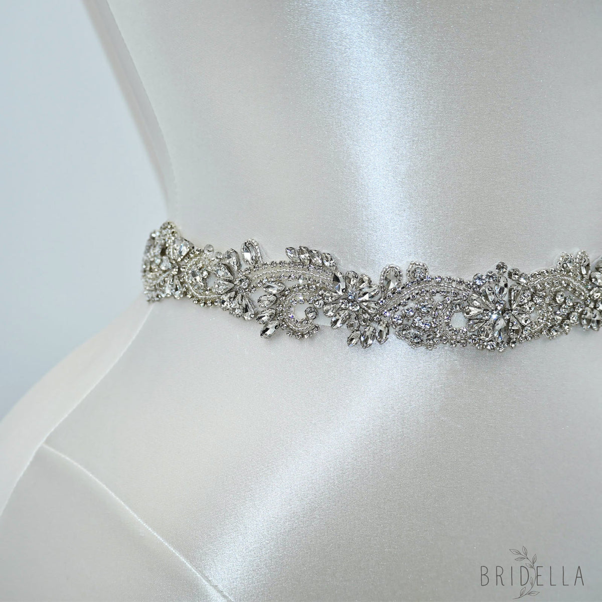 Ivory Rhinestone Bridal Sash Wedding Dress Belt – Bridella BS106 - Ivory - Belts