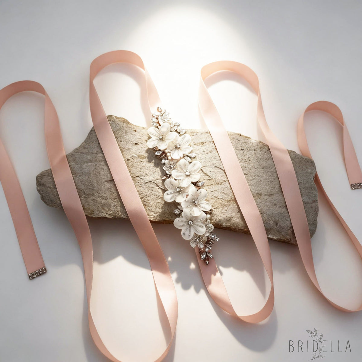 Ivory Rhinestone & Flower Belt - Blets