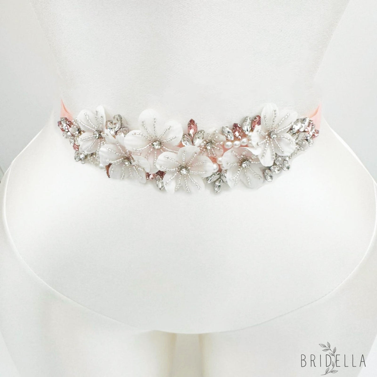 Ivory Rhinestone & Flower Belt - Blets