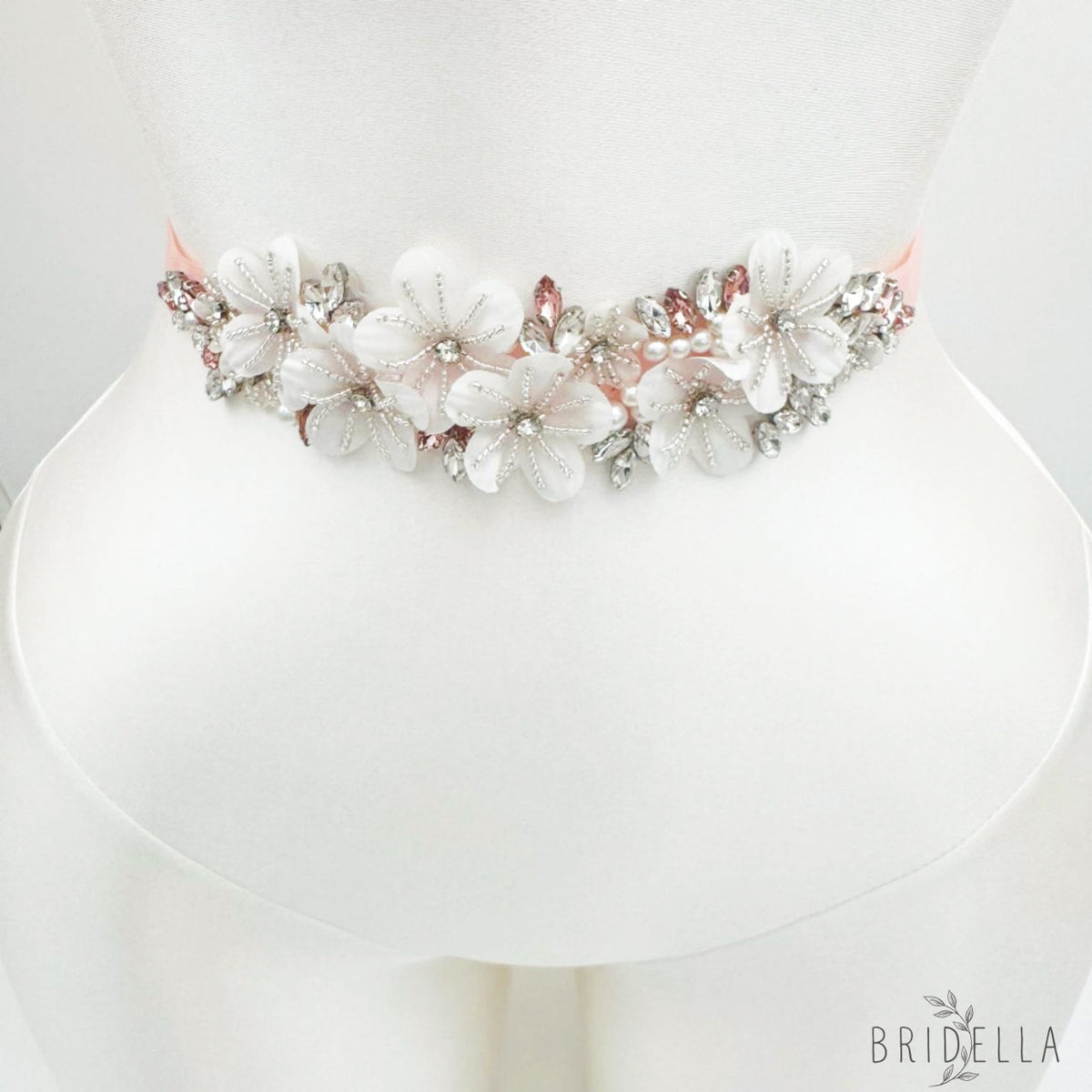 Ivory Rhinestone & Flower Belt - Blets
