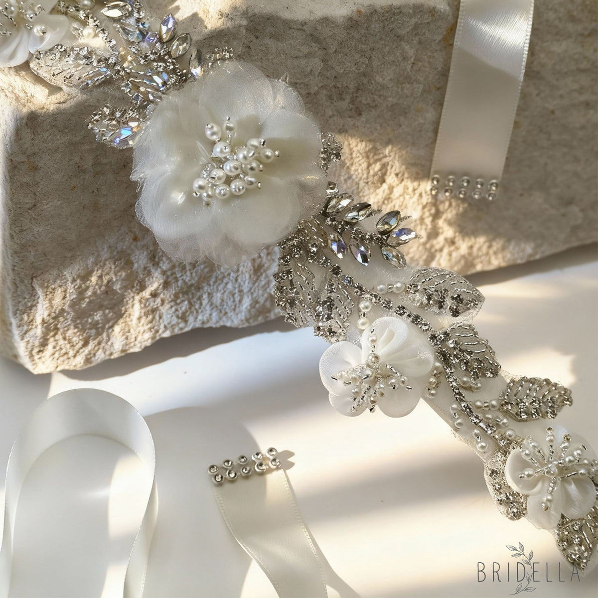 Ivory Rhinestone & Pearl Belt - Ivory - Belts
