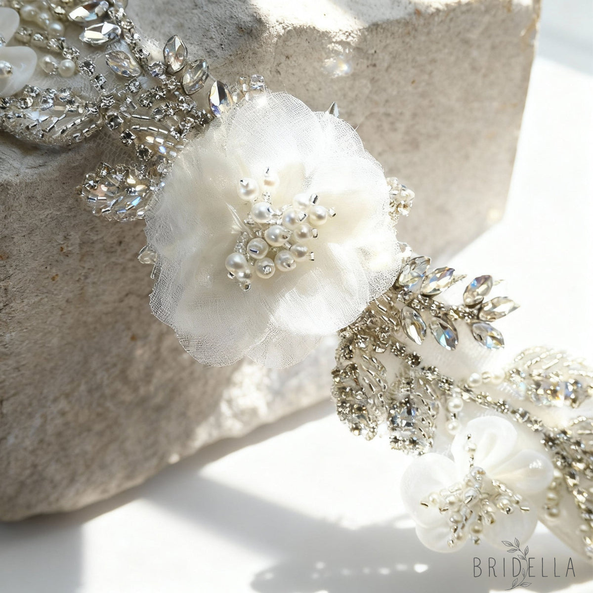 Ivory Rhinestone & Pearl Belt - Ivory - Belts
