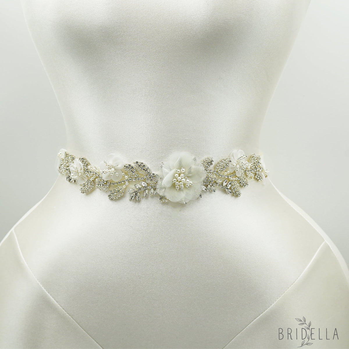 Ivory Rhinestone & Pearl Belt - Ivory - Belts