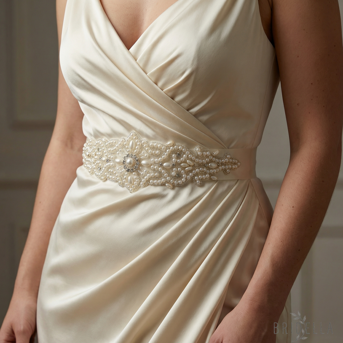 Ivory Rhinestone & Pearl Belt - Ivory - Blets