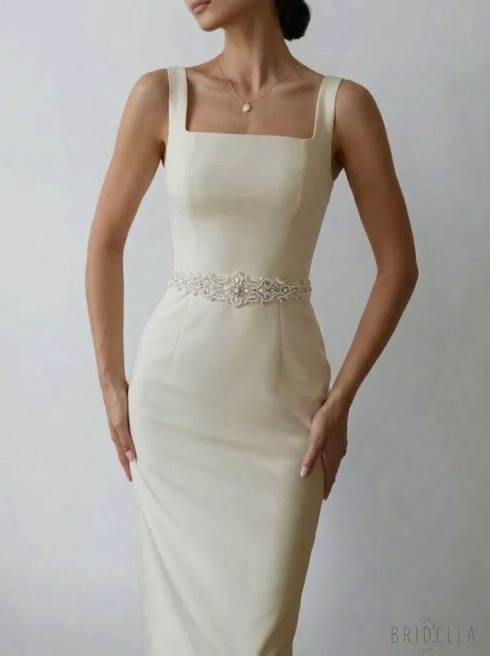 Ivory Rhinestone & Pearl Belt - Ivory - Blets