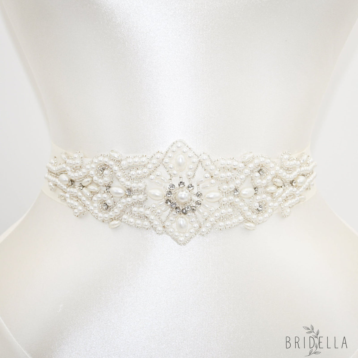 Ivory Rhinestone & Pearl Belt - Ivory - Blets