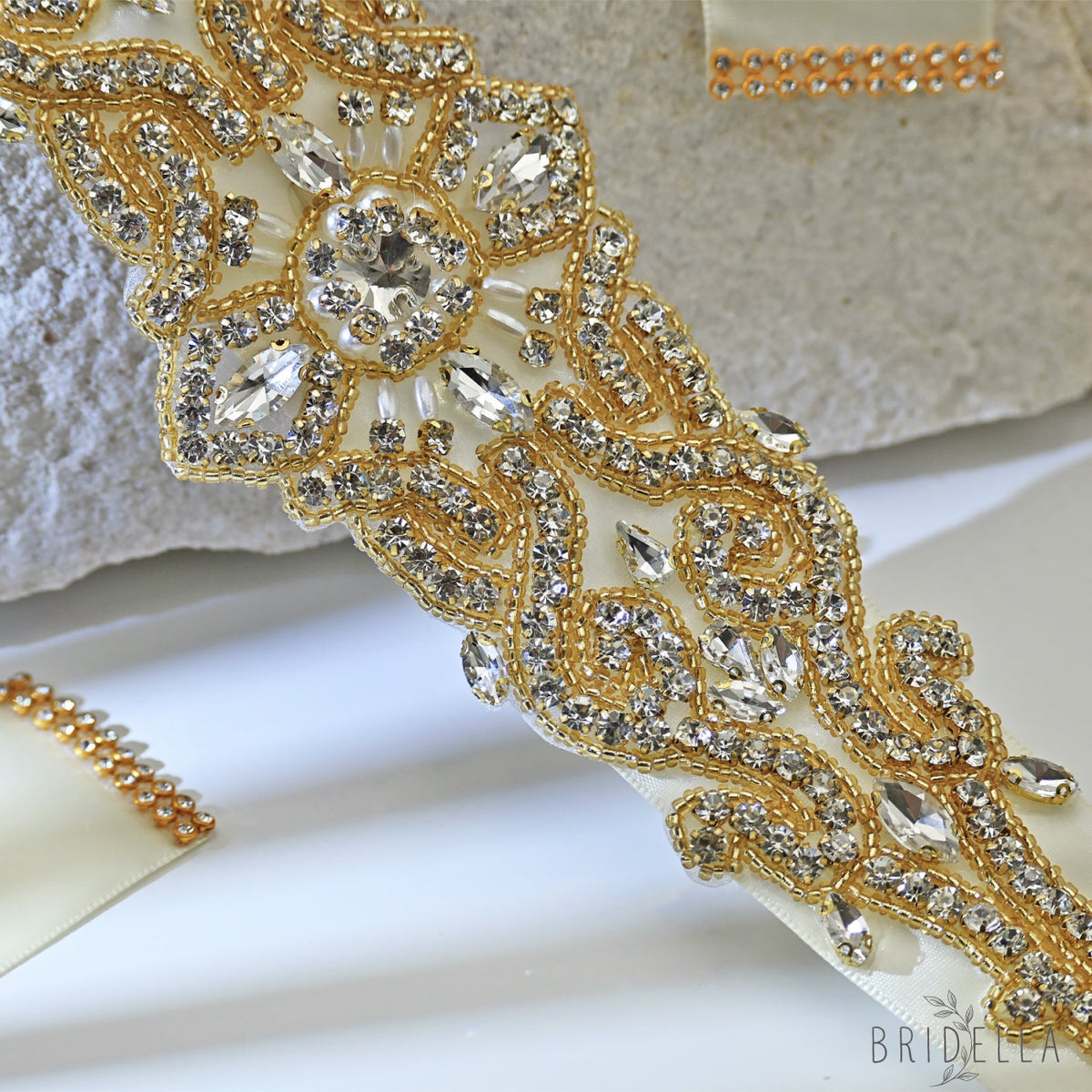 Ivory Rhinestone Pearl Bridal Belt Wedding Sash - Ivory Ribbon - Belts