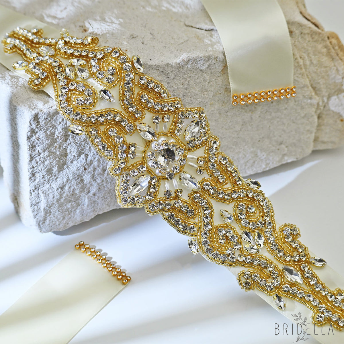 Ivory Rhinestone Pearl Bridal Belt Wedding Sash - Ivory Ribbon - Belts