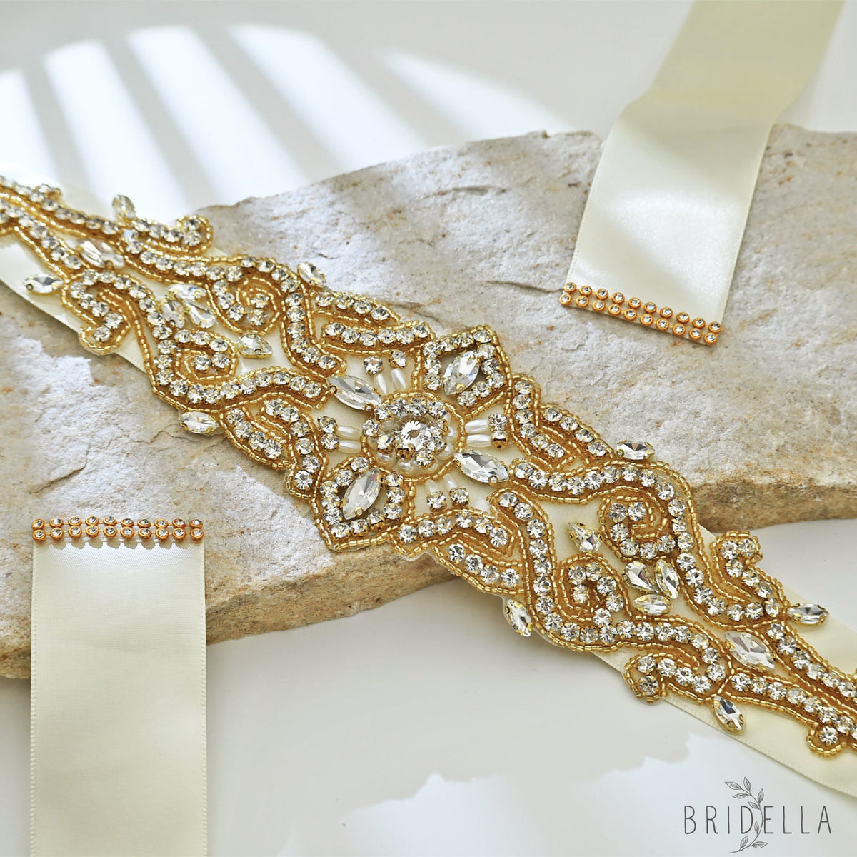 Ivory Rhinestone Pearl Bridal Belt Wedding Sash - Ivory Ribbon - Belts