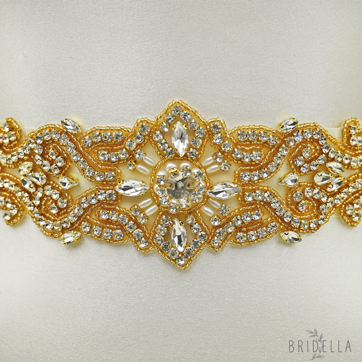 Ivory Rhinestone Pearl Bridal Belt Wedding Sash - Ivory Ribbon - Belts