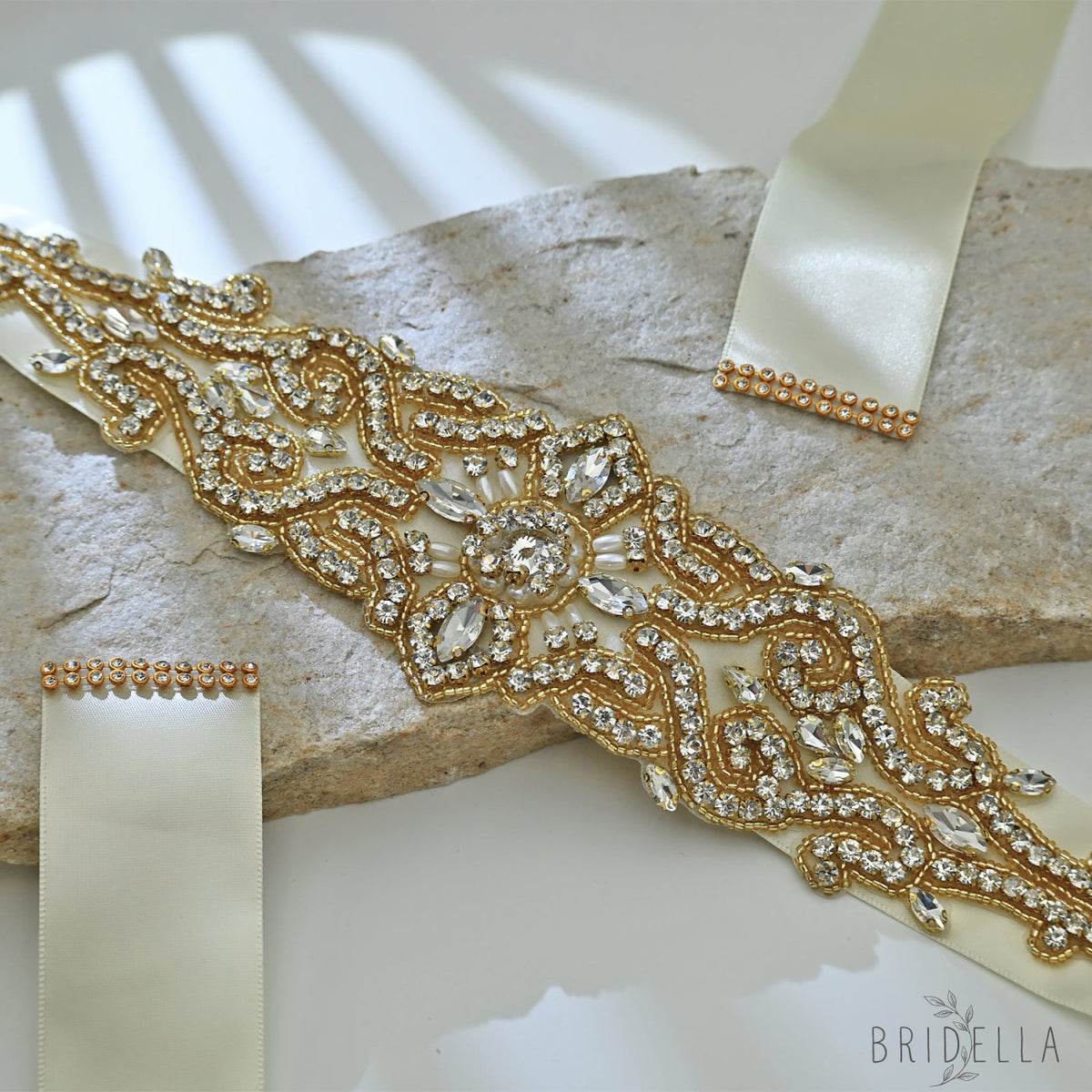 Ivory Rhinestone Pearl Bridal Belt Wedding Sash - Ivory Ribbon - Belts