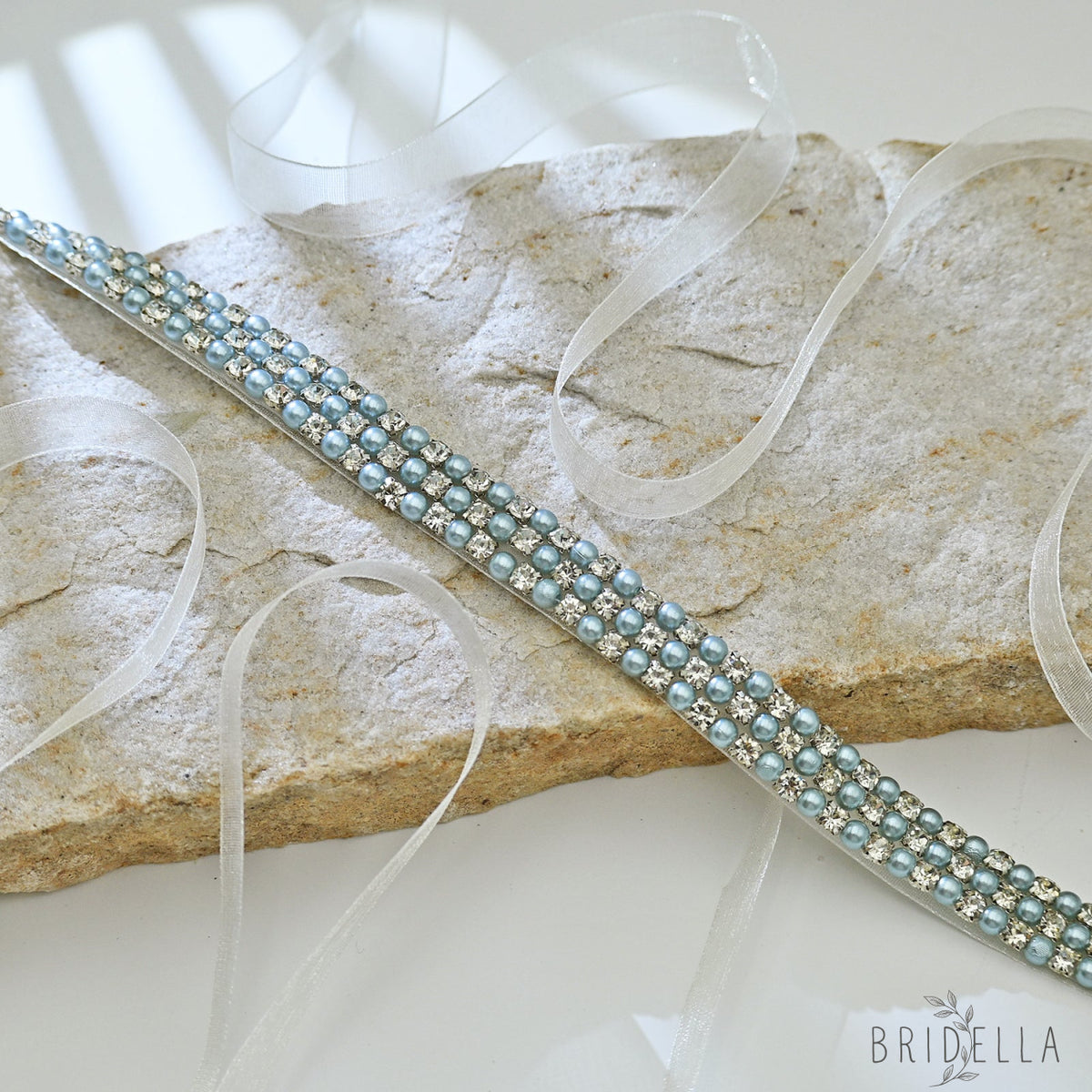 Ivory Rhinestone Pearl Bridal Sash Wedding Dress Belt – Bridella BS134L - Ivory - Belts