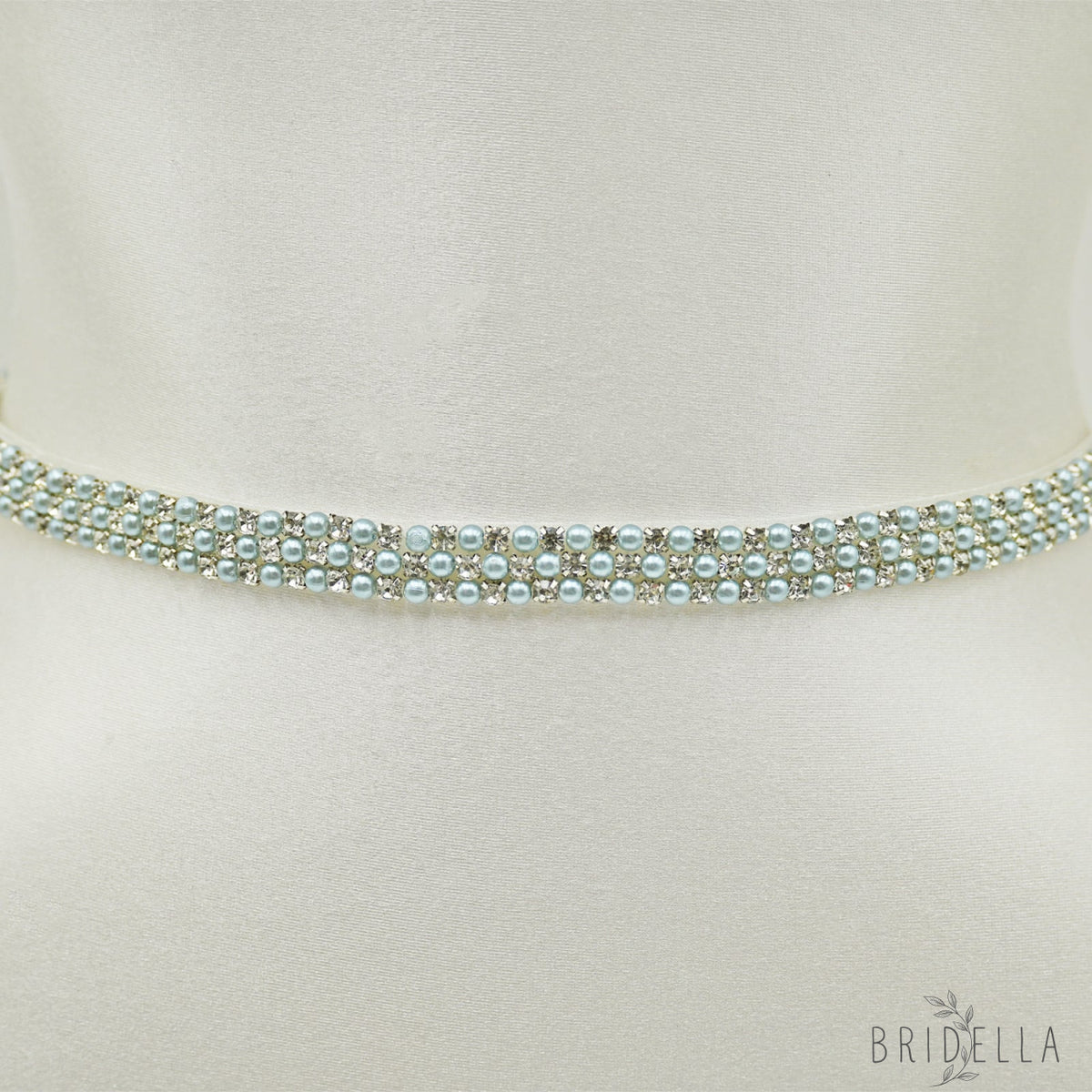 Ivory Rhinestone Pearl Bridal Sash Wedding Dress Belt – Bridella BS134L - Ivory - Belts