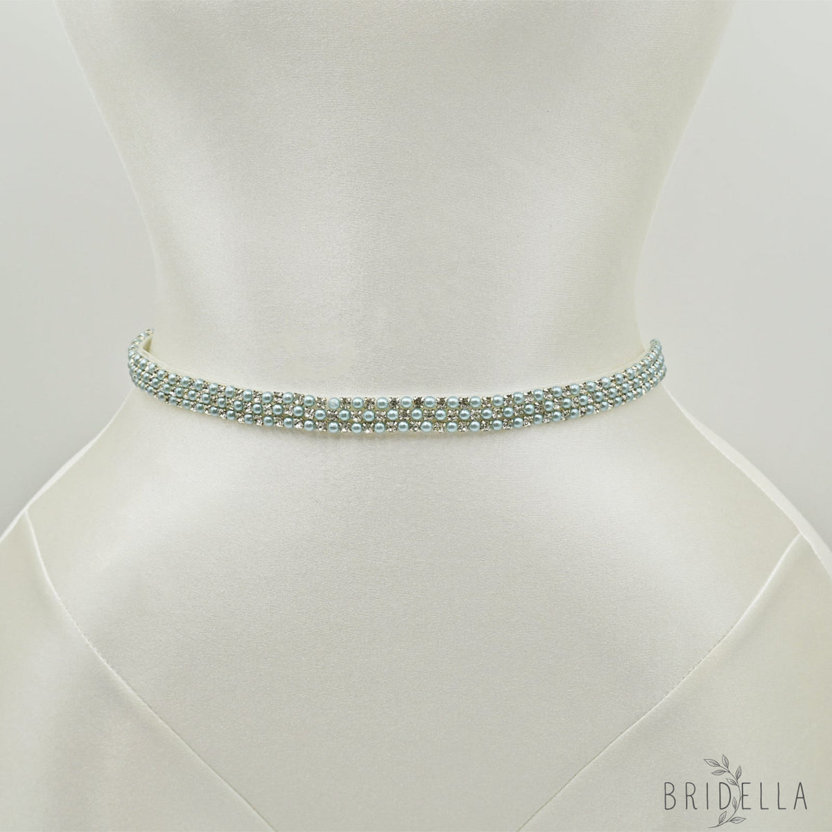 Ivory Rhinestone Pearl Bridal Sash Wedding Dress Belt – Bridella BS134L - Ivory - Belts