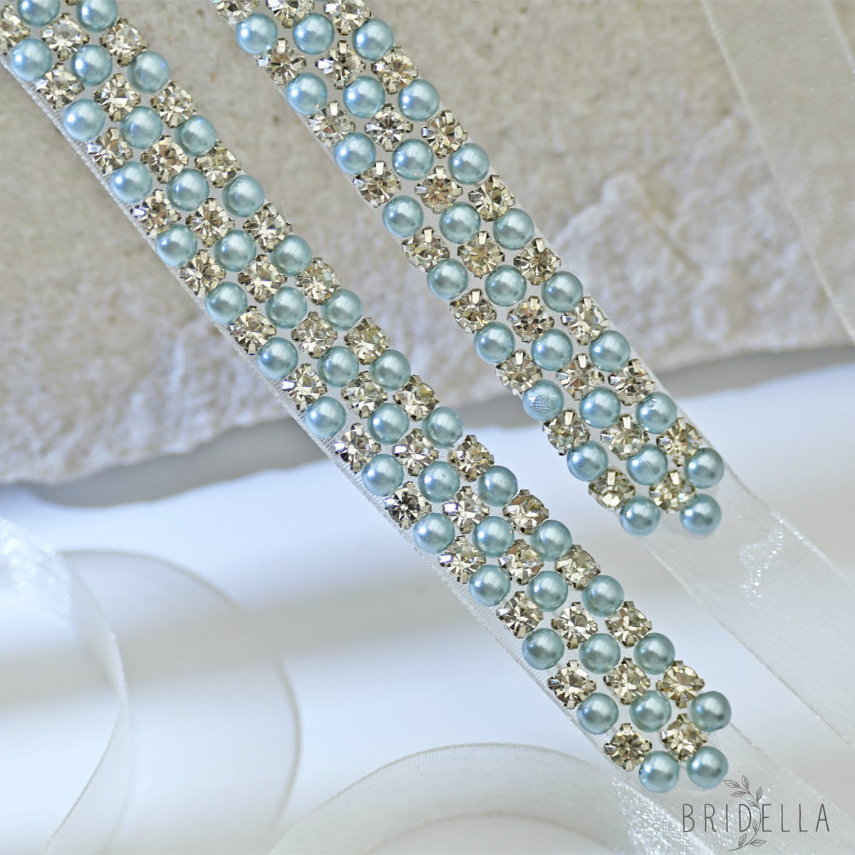Ivory Rhinestone Pearl Bridal Sash Wedding Dress Belt – Bridella BS134L - Ivory - Belts