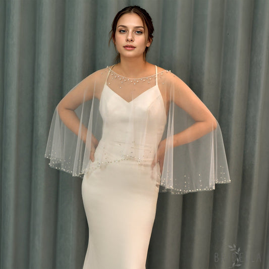MG31-I ivory rhinestone pearl shawl
