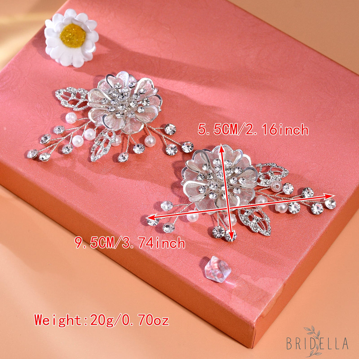 Leaf Flower Rhinestone Bridal Shoe Clips Wedding Decoration - Bridella BHX63 - White