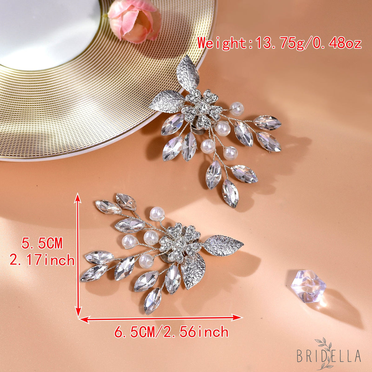 Leaf Rhinestone Bridal Shoe Clips Wedding Heel Decoration - Bridella BHX67 - White