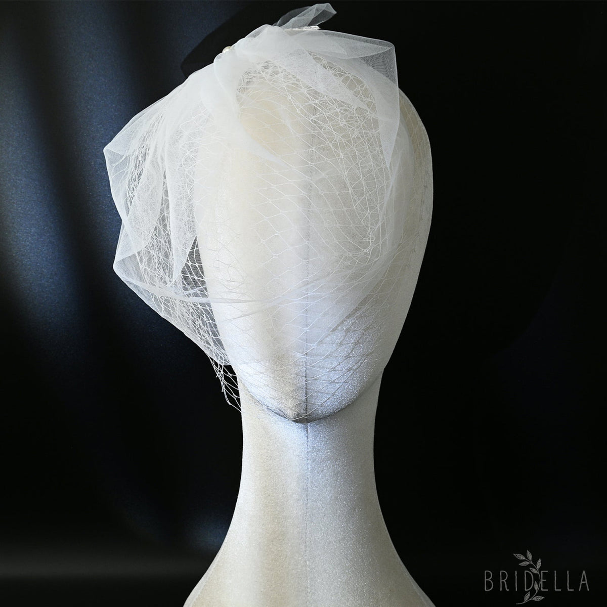 Lightweight Pearl Bow Birdcage Wedding Veil - Bridella BVA14-W - Ivory