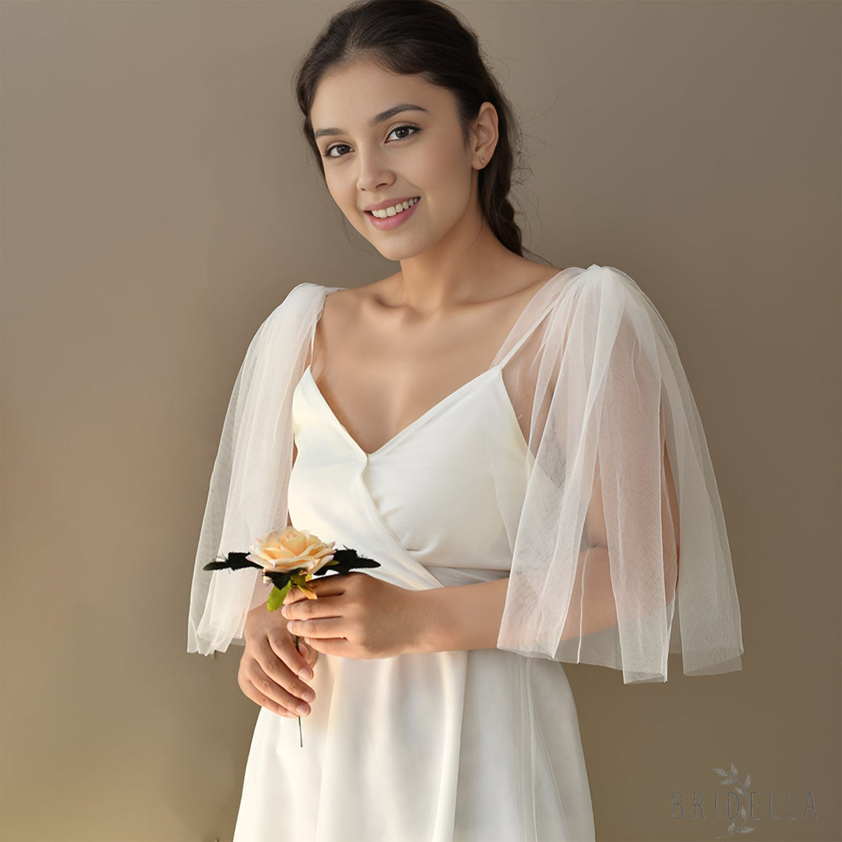 Mesh Bridal Shawl Sleeves Wedding Wrap - Bridella BVG40 - shoulder sleeve