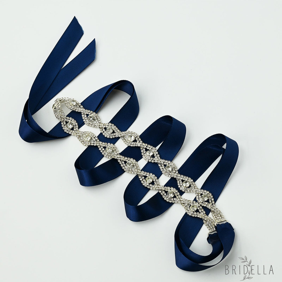 Navy Blue Wedding Rhinestone Bridal Belt - Bridella BS302 - Navy - Belts