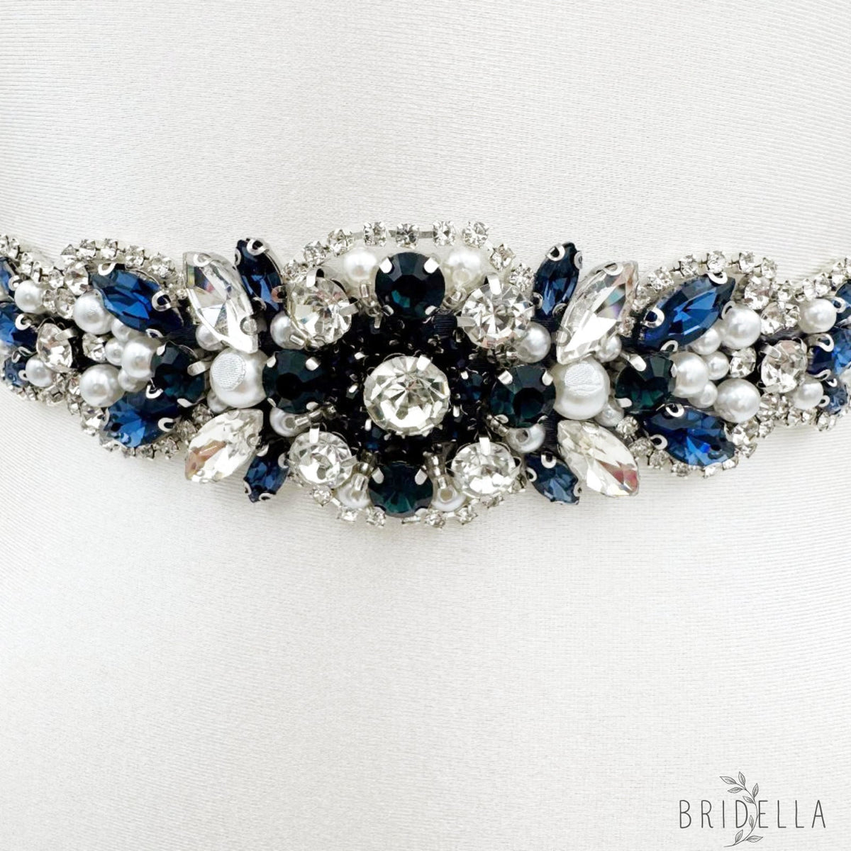 Navy Rhinestone Belt - Bridella BS162ML - ink blue - Blets