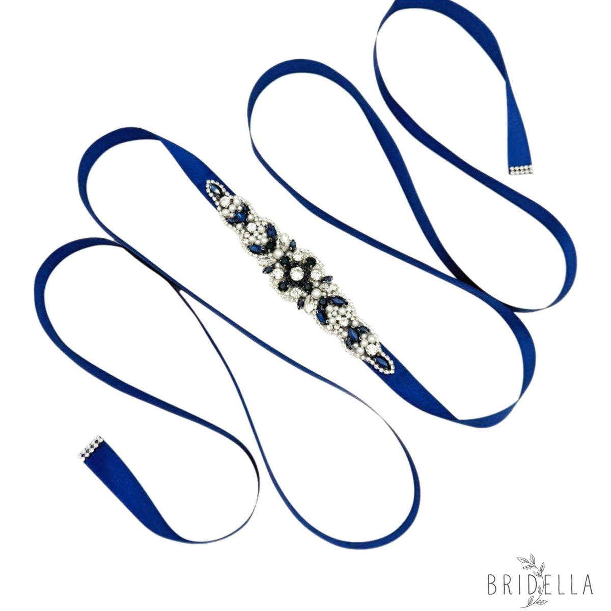 Navy Rhinestone Belt - Bridella BS162ML - ink blue - Blets