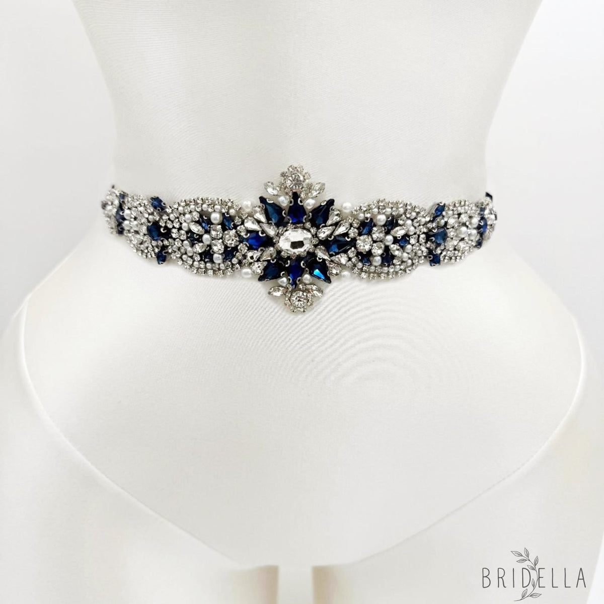 Navy Rhinestone Belt - Bridella BS84ML - Navy - Blets