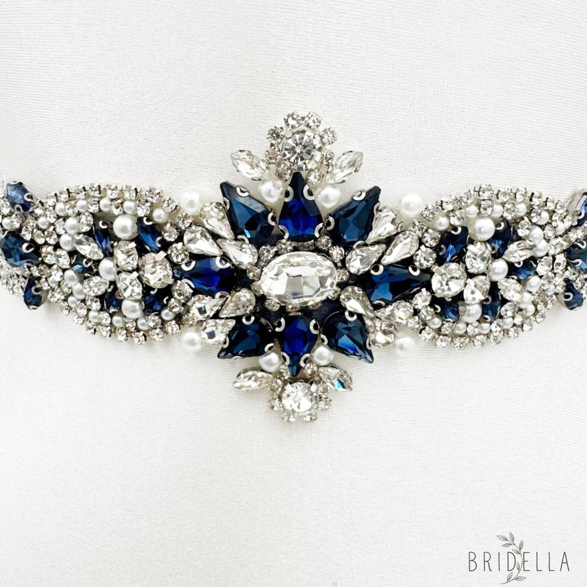 Navy Rhinestone Belt - Bridella BS84ML - Navy - Blets