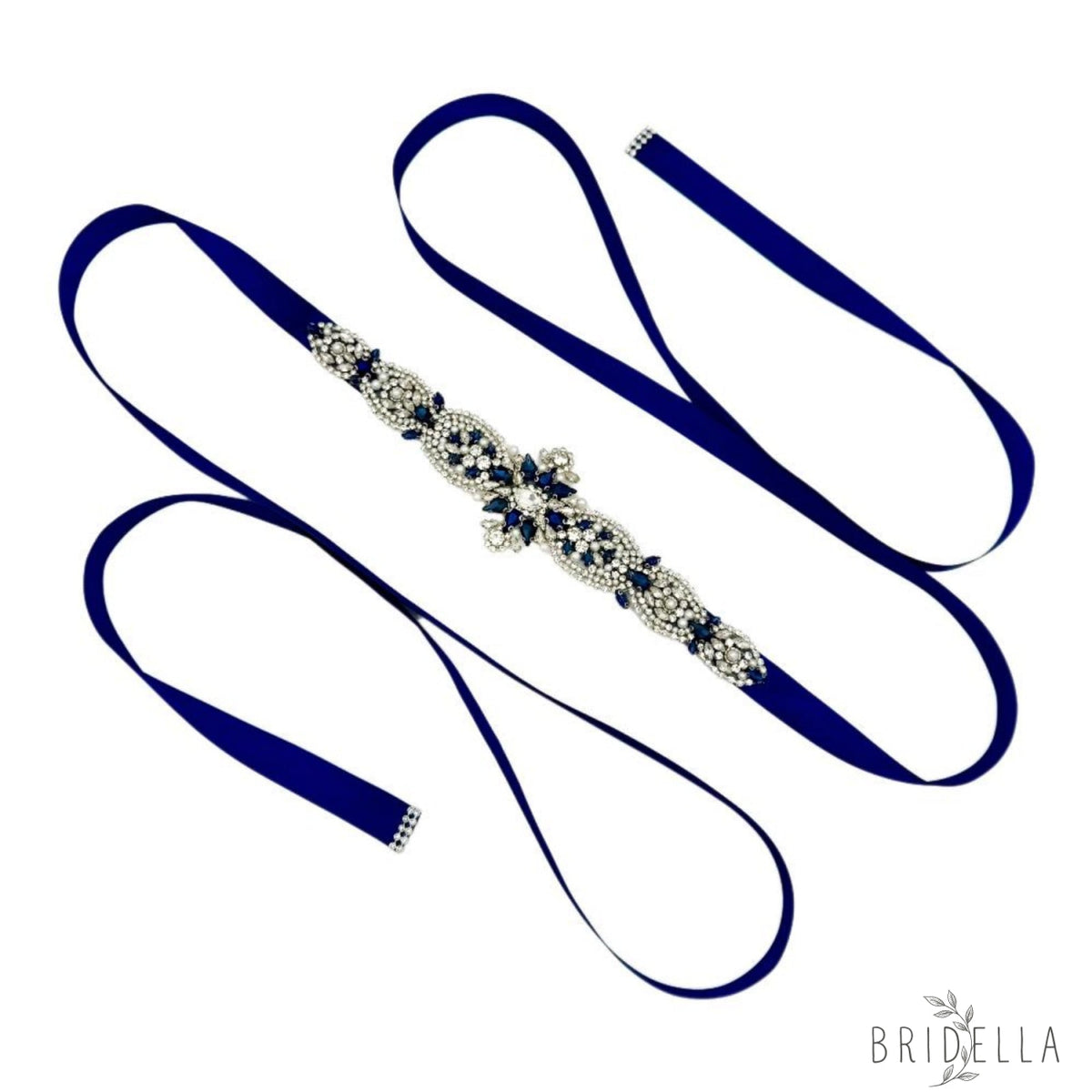 Navy Rhinestone Belt - Bridella BS84ML - Navy - Blets