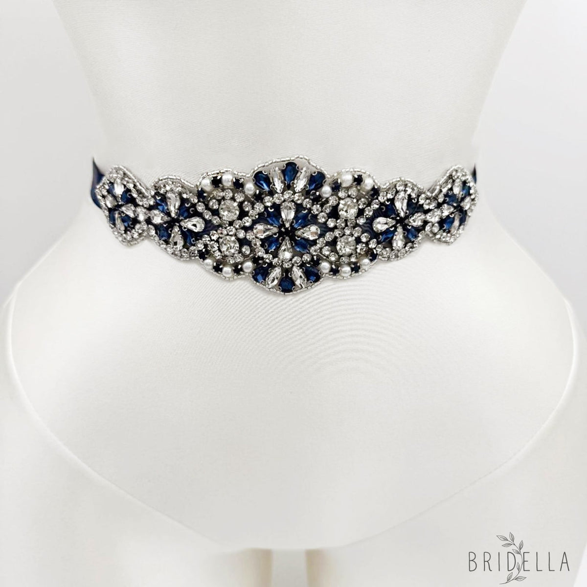 Navy Rhinestone Belt - Bridella BS94ML - Navy - Blets