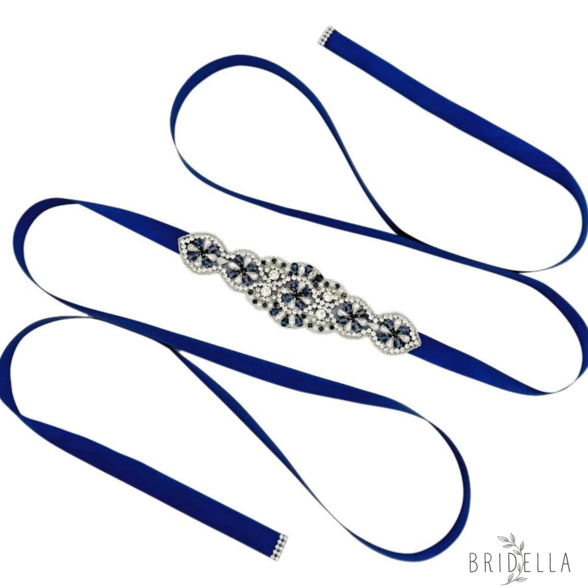 Navy Rhinestone Belt - Bridella BS94ML - Navy - Blets