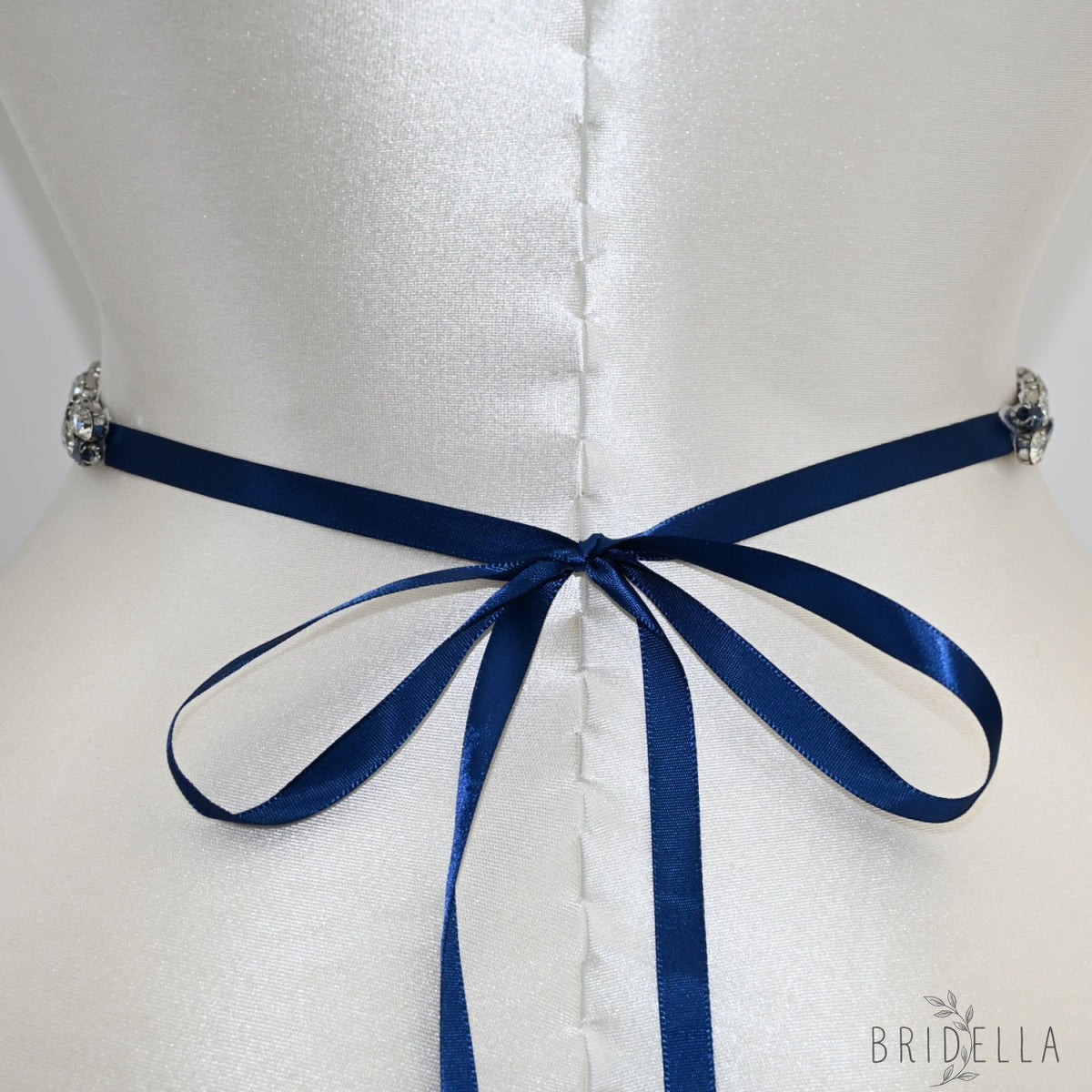 Navy Rhinestone Bridal Belt Wedding Sash - Navy Blue RIbbon - Blets