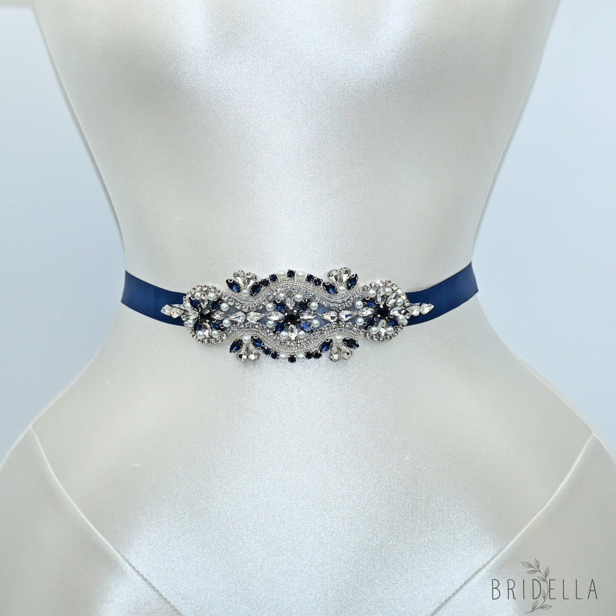 Navy Rhinestone & Pearl Belt - Navy - Belts