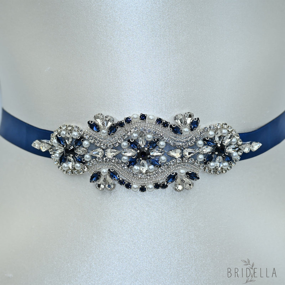 Navy Rhinestone & Pearl Belt - Navy - Belts