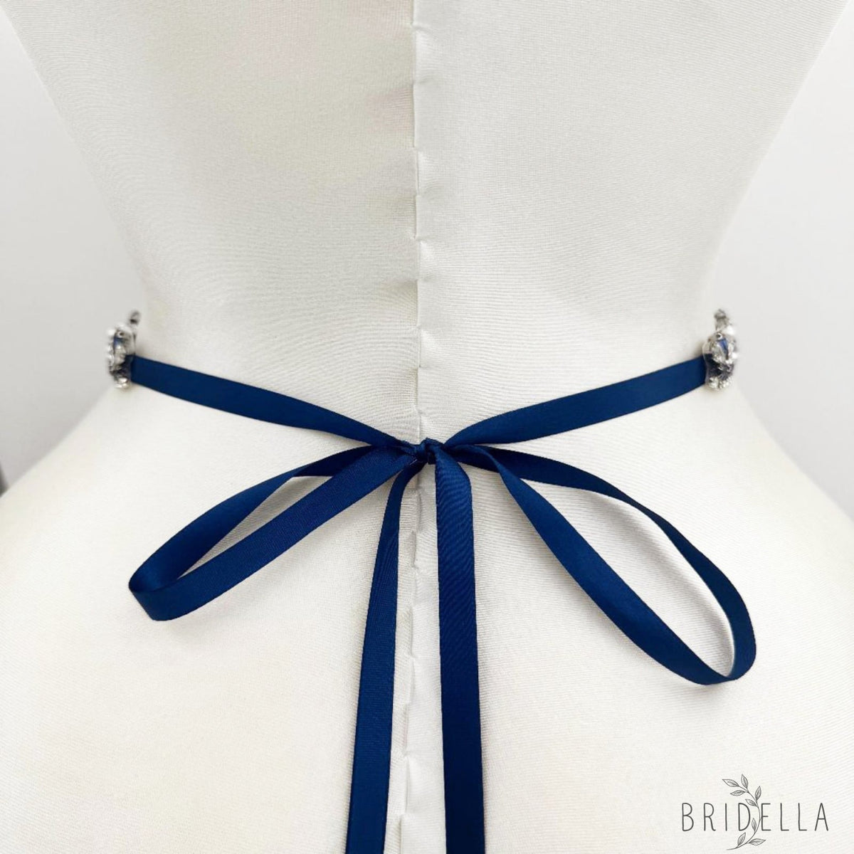 Navy Rhinestone & Pearl Belt - Bridella BS421ML - Navy - Blets