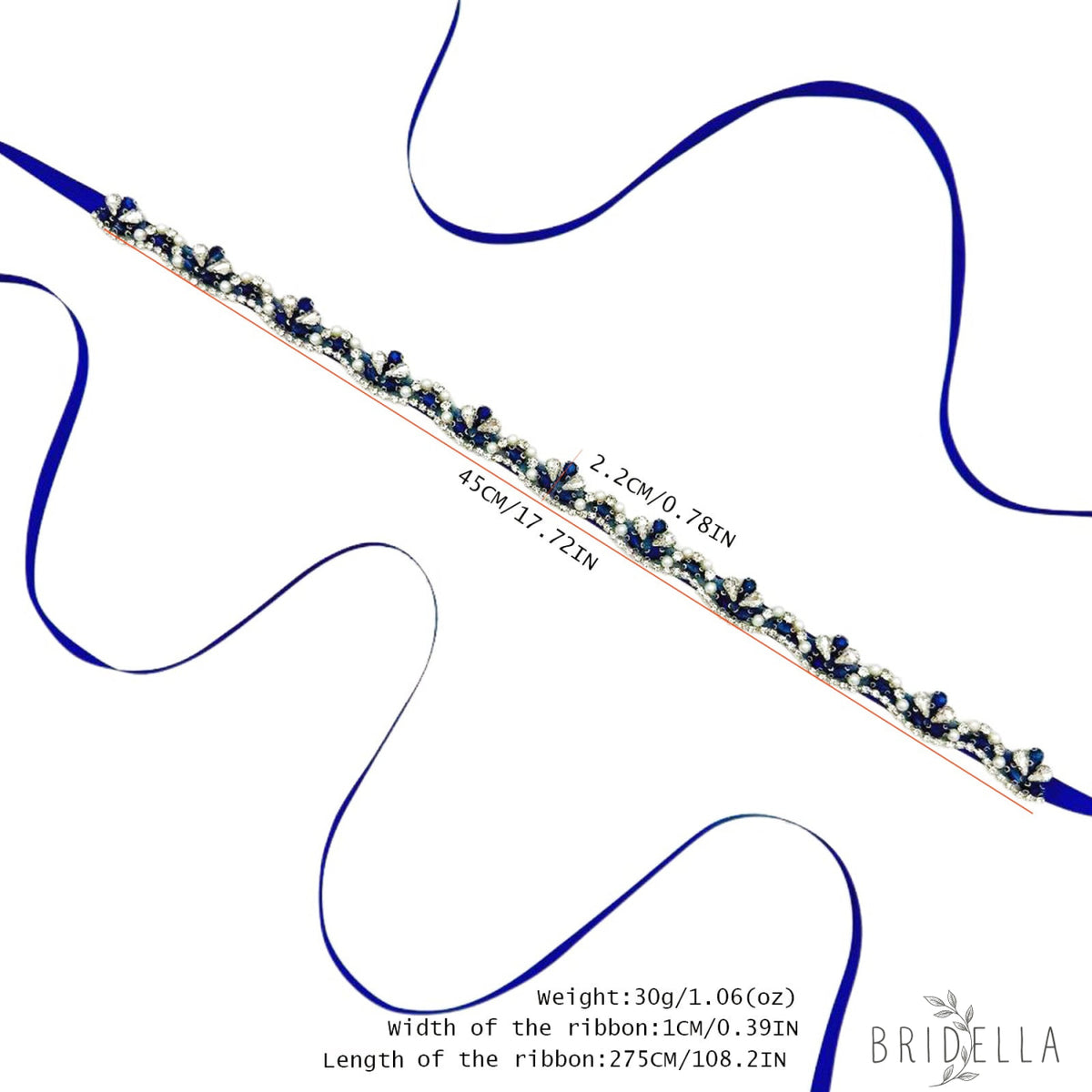 Navy Rhinestone & Pearl Belt - Bridella BS421ML - Navy - Blets