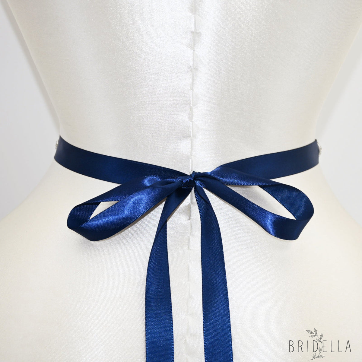 Navy Rhinestone Pearl Bridal Belt Crystal Wedding Sash BS245ML Bridella - Navy - Blets