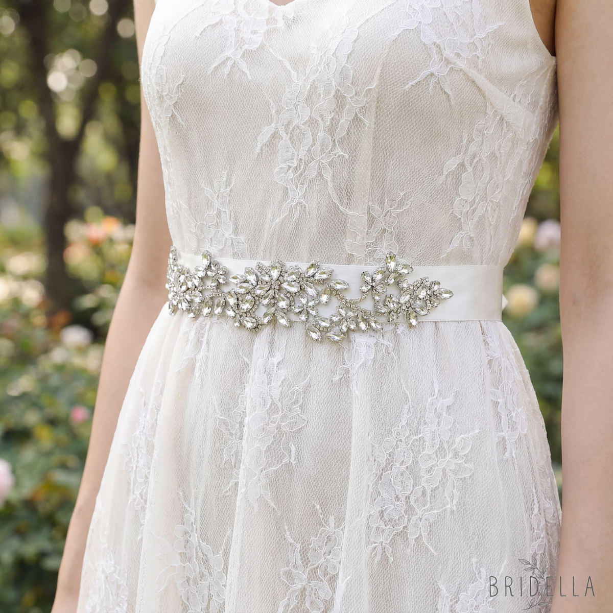 Off white Rhinestone Belt - Bridella BS283 - Off-white - Belts