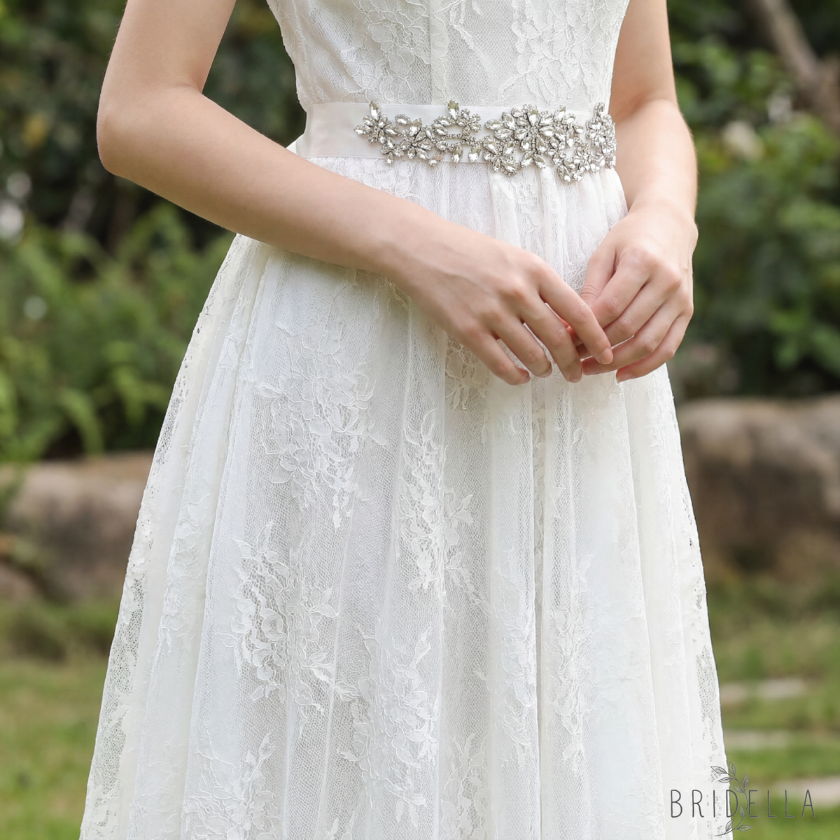 Off white Rhinestone Belt - Bridella BS283 - Off-white - Belts
